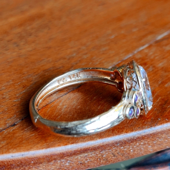 Natural Morganite and Ruby 14k Rose Gold Ring Sz 5.5 - Picture 6 of 6